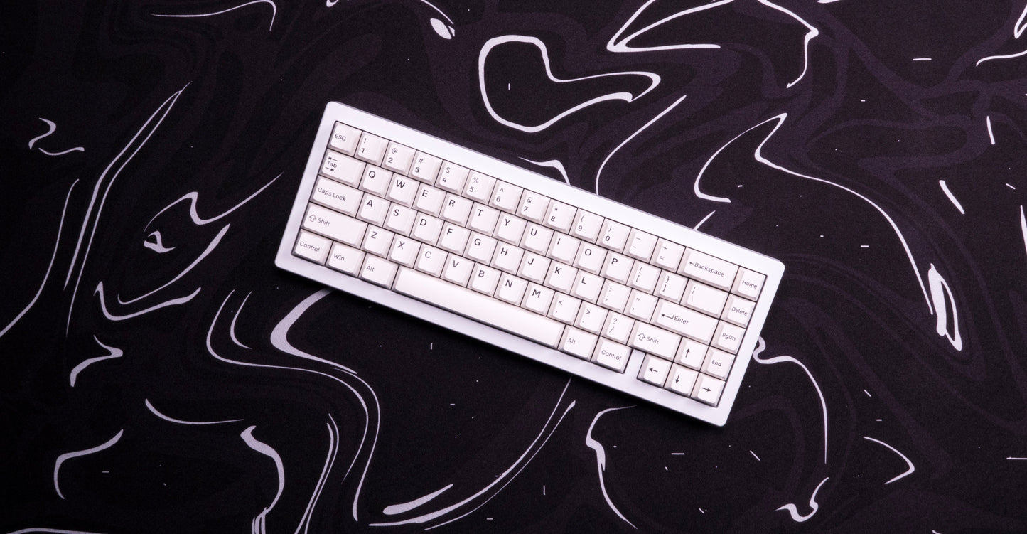 Black & White Marble Extended Desk Mat – Minimal Setup Pad