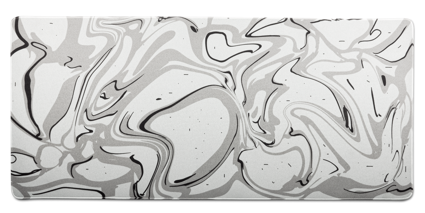 Black & White Marble Extended Desk Mat – Minimal Setup Pad