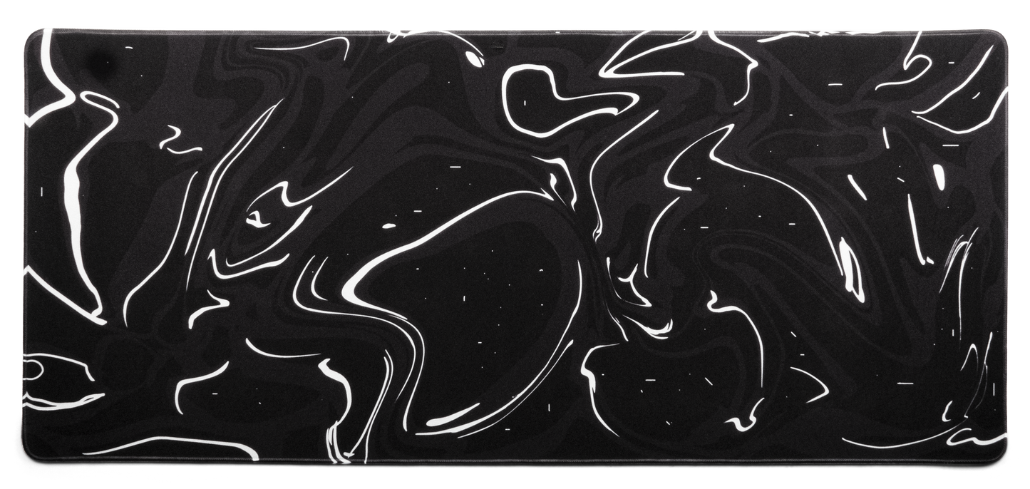 Black & White Marble Extended Desk Mat – Minimal Setup Pad